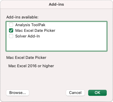 excel add ins analytics for mac